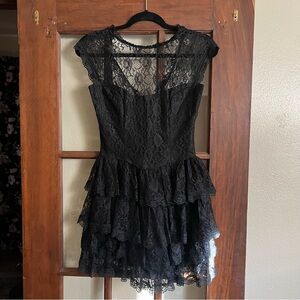 Gunne Sax Black Lace Mini Dress (2)
